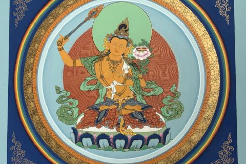 编号188-346051：彩绘唐卡-文殊菩萨（50*50CM左右）