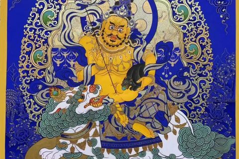 编号188-391147：蓝金唐卡-财宝天王（70*50CM左右）