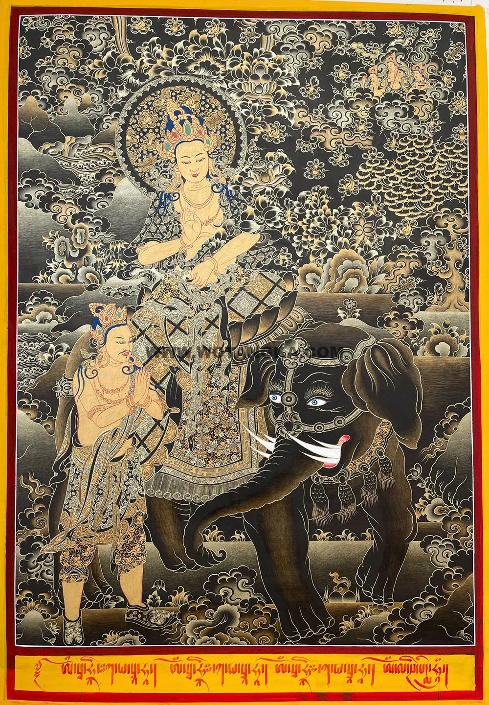 编号188-533349:黑金唐卡-普贤菩萨(80*65CM左右)