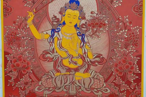 编号188-545165：红金唐卡-文殊菩萨（60*45CM左右）