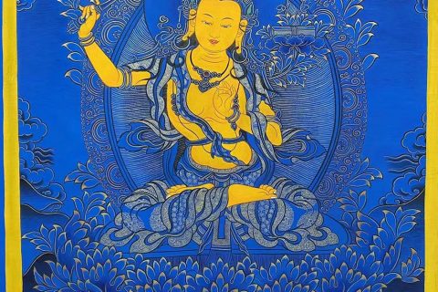 编号188-621362：蓝金唐卡-文殊菩萨（60*45CM左右）