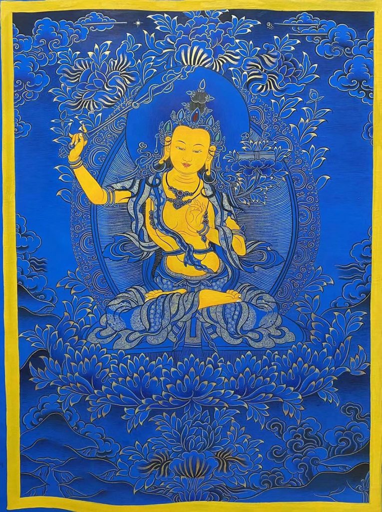 编号188-621362：蓝金唐卡-文殊菩萨（60*45CM左右）