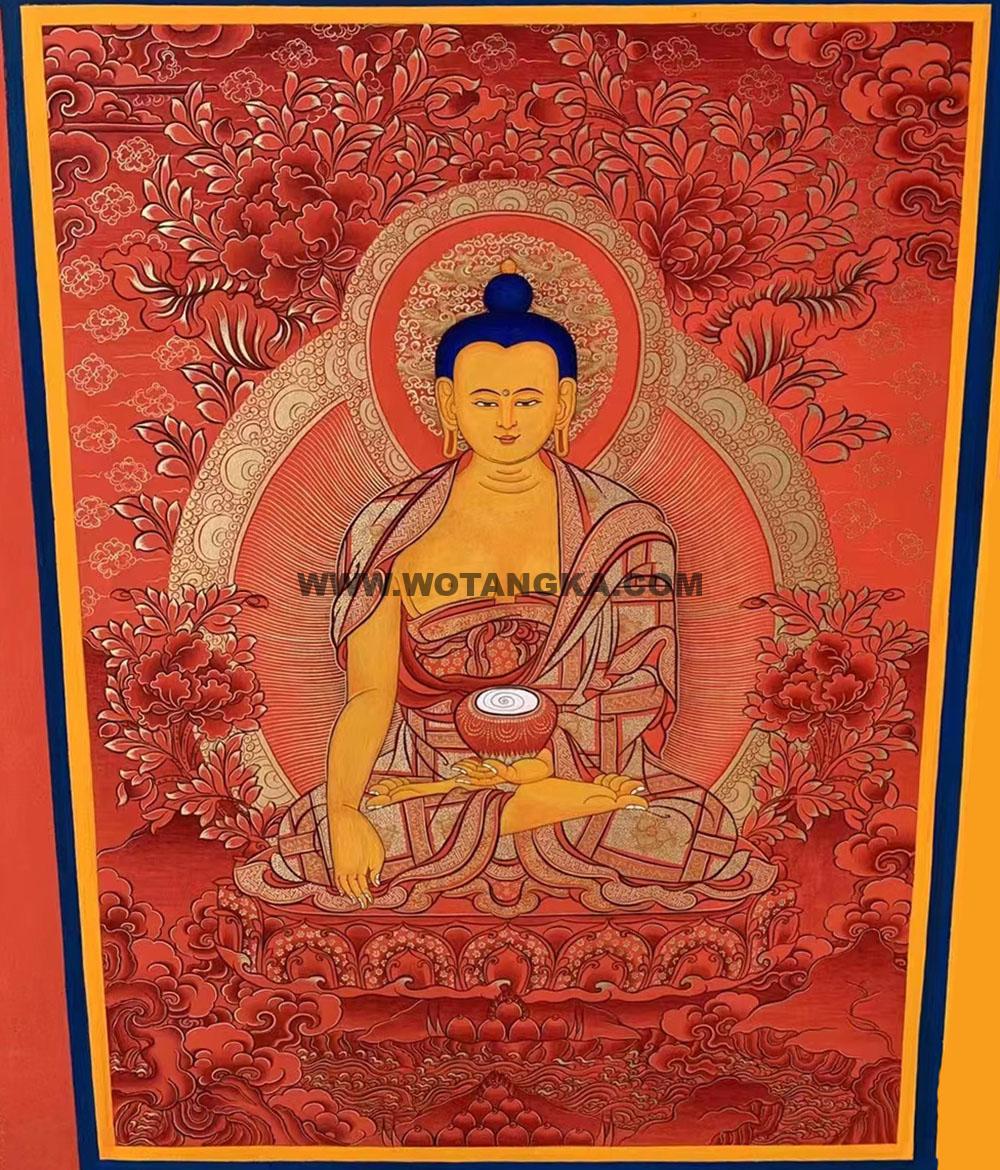 热贡-格桑多吉·画院:红金唐卡-释迦牟尼佛(60*45CM左右)