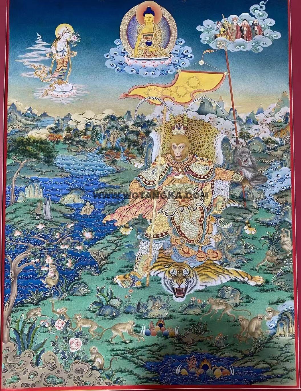 编号188-871970:彩绘唐卡-斗战胜佛·齐天大圣(80*60CM左右)