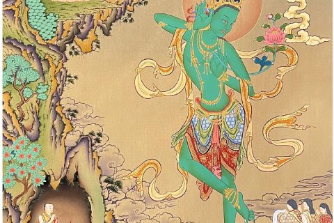 编号188-898748：彩绘唐卡-绿度母（80*55CM左右）