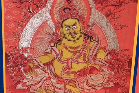 编号188-903195：红金唐卡-黄财神（60*45CM左右）