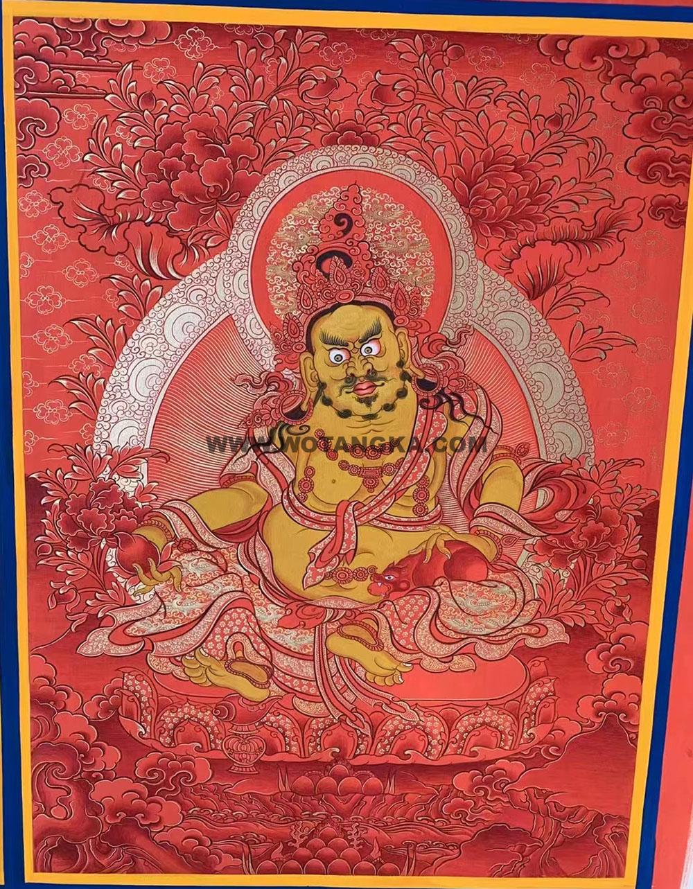 |已结缘·可定制|唐卡寄卖编号:JM·188-903195-黄财神鸿运净土财富供养图(红唐)