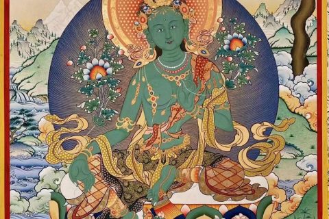 编号188-920714：彩绘唐卡-绿度母（60*45CM左右）
