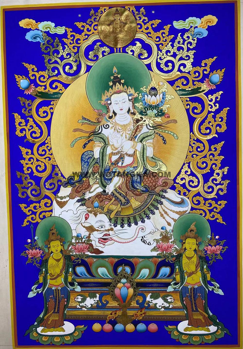 编号188-930822:蓝金唐卡-普贤菩萨(80*53CM左右)