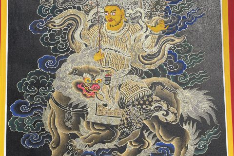编号188-978770：黑金唐卡-财宝天王（60*40CM左右）