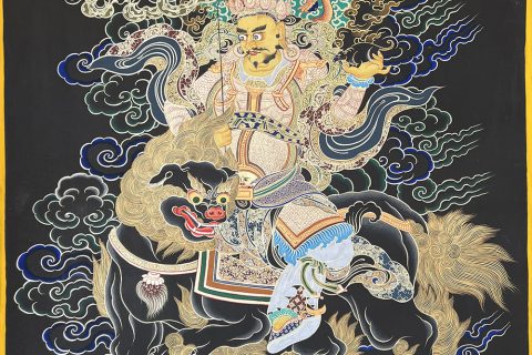 编号188-988753：黑金唐卡-财宝天王（60*40CM左右）