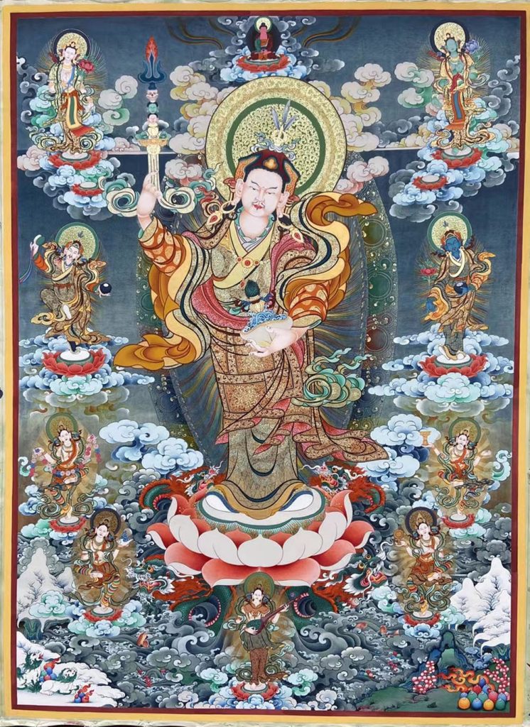 编号188-996036：彩绘唐卡-莲花生大士（120*90CM左右）