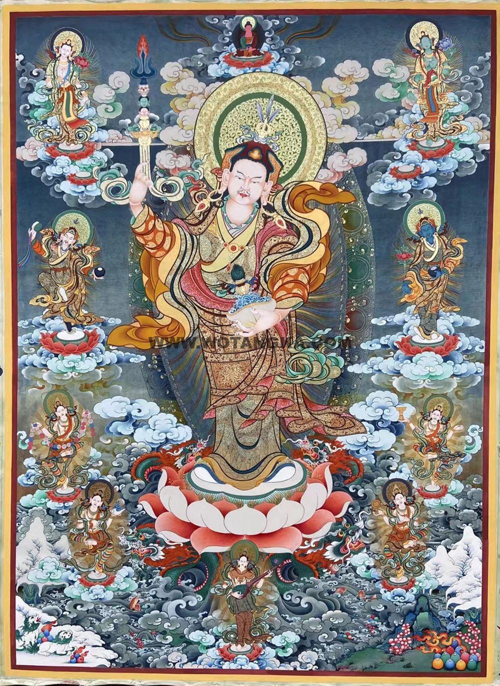 |已结缘·可定制|唐卡寄卖编号:JM·188-996036-莲师三化现五吉祥天女供养图(彩唐)