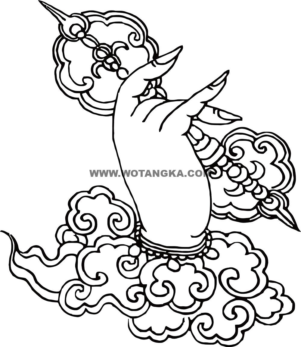 沃唐卡-唐卡白描线稿编号RD44766:金刚部·调伏法·右跋折罗手