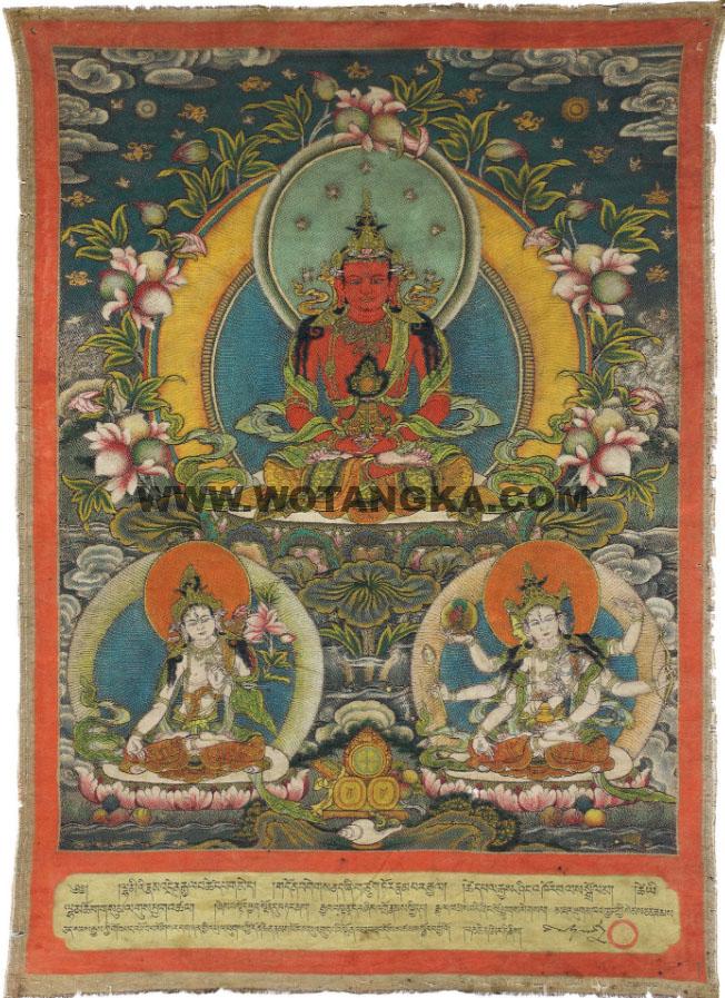 沃唐卡编号AC43908:长寿三尊