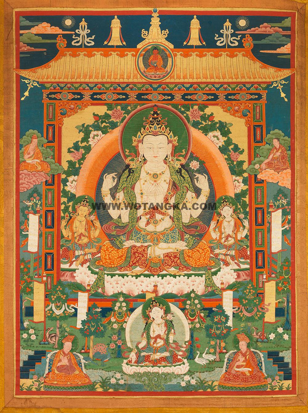 沃唐卡编号AC50322:四臂观音
