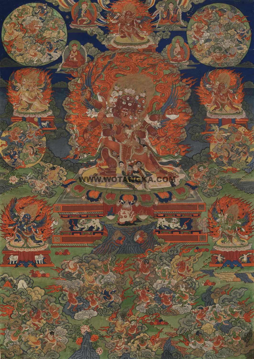 沃唐卡编号AC68874：中阴文武百尊