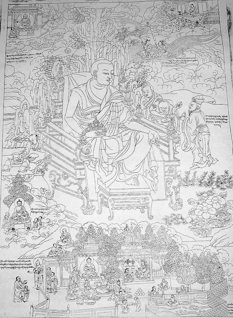沃唐卡-唐卡白描线稿编号RD11135：德格巴宫·罗怙罗尊者(Rahula)