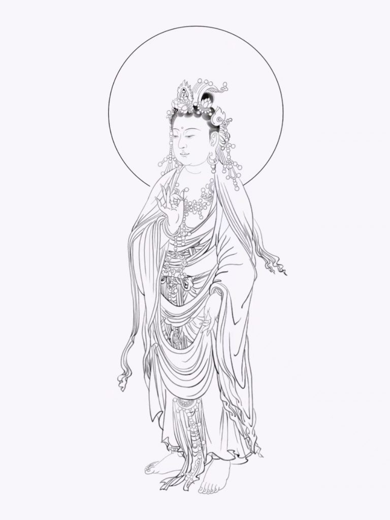 沃唐卡-唐卡白描线稿编号RD33031：予愿观音
