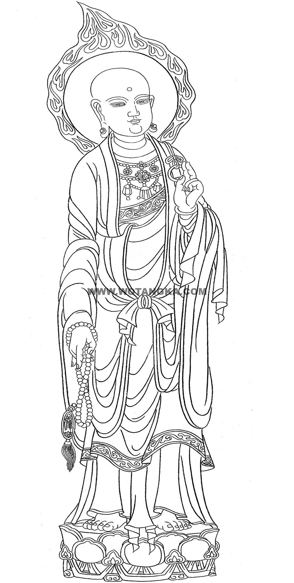 沃唐卡-唐卡白描线稿编号RD91796:地藏王菩萨