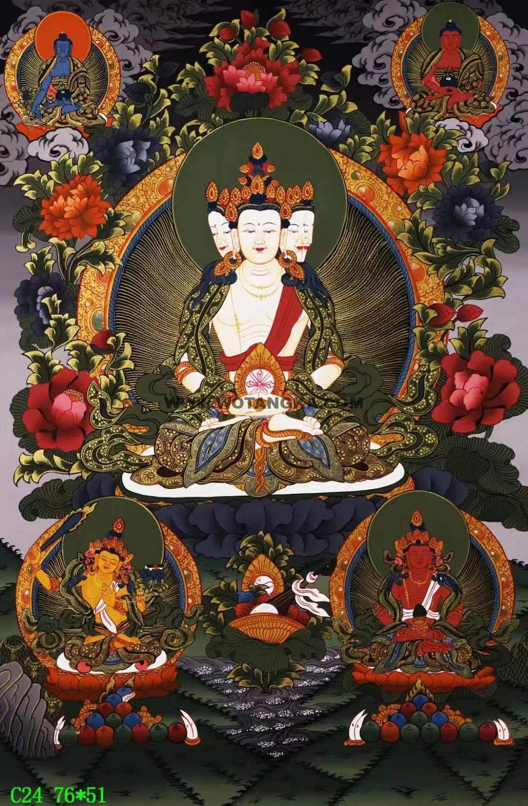编号138-132035:彩绘唐卡-四面大日如来(76*51CM左右)