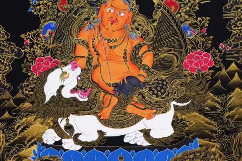 编号138-166174：黑金唐卡-财宝天王（70*50CM左右）
