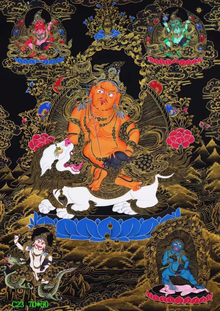 编号138-166174：黑金唐卡-财宝天王（70*50CM左右）