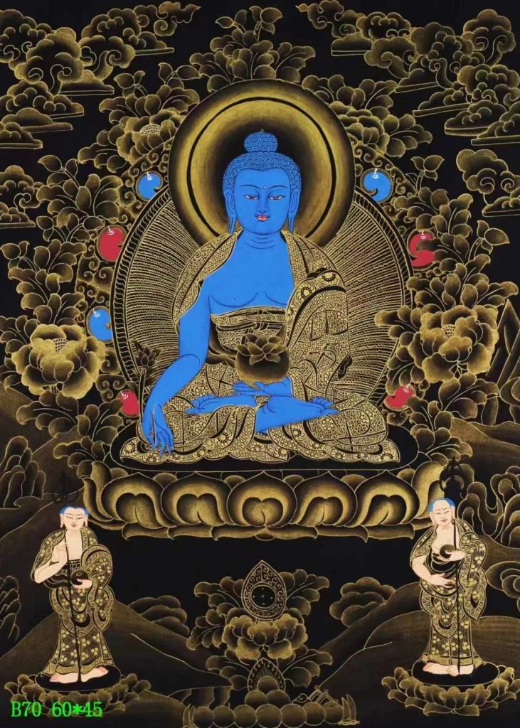 编号138-178105：黑金唐卡-药师佛（60*45CM左右）