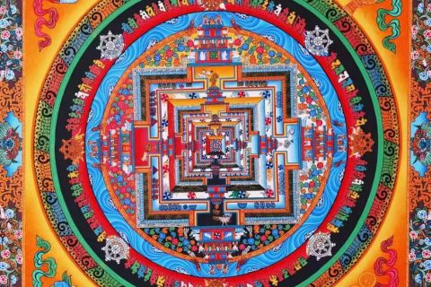 编号138-350941：彩绘唐卡-时轮金刚坛城（43*43CM左右）