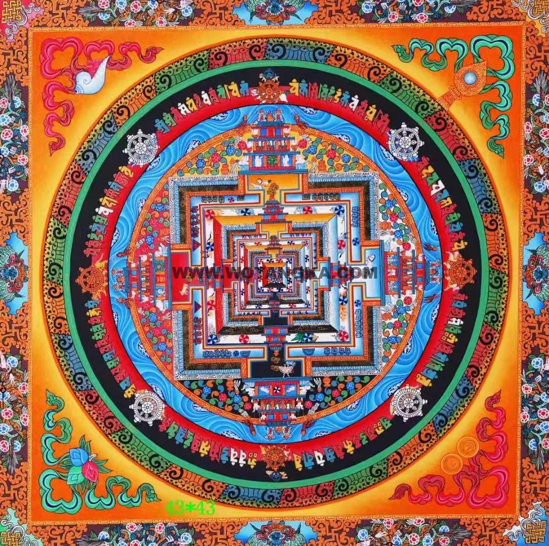 编号138-350941：彩绘唐卡-时轮金刚坛城（43*43CM左右）
