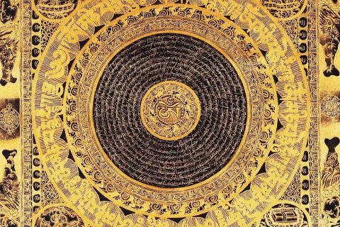 编号138-366142：黑金唐卡-吉祥八宝坛城（90*60CM左右）