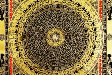 编号138-556846：黑金唐卡-吉祥八宝坛城（90*60CM左右）