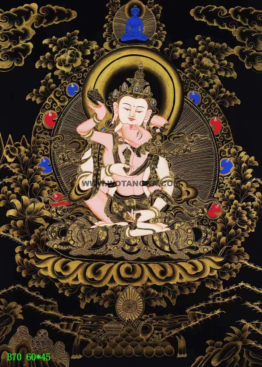 编号138-558820:黑金唐卡-双身金刚萨埵(60*45CM左右)