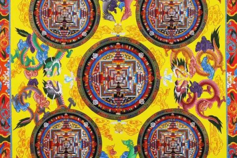 编号138-591456：彩绘唐卡-时轮金刚坛城（100*100CM左右）