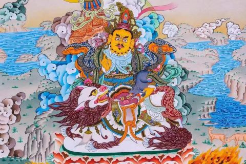 编号138-596621：彩绘唐卡-财宝天王（99*69CM左右）