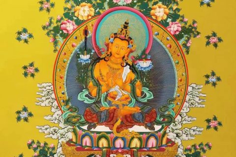 编号138-625819：彩绘唐卡-文殊菩萨（76*51CM左右）