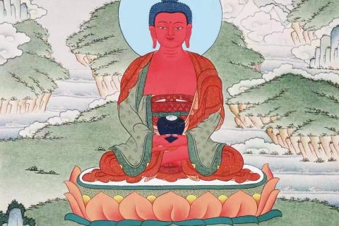 编号138-642236：彩绘唐卡-阿弥陀佛（60*44CM左右）
