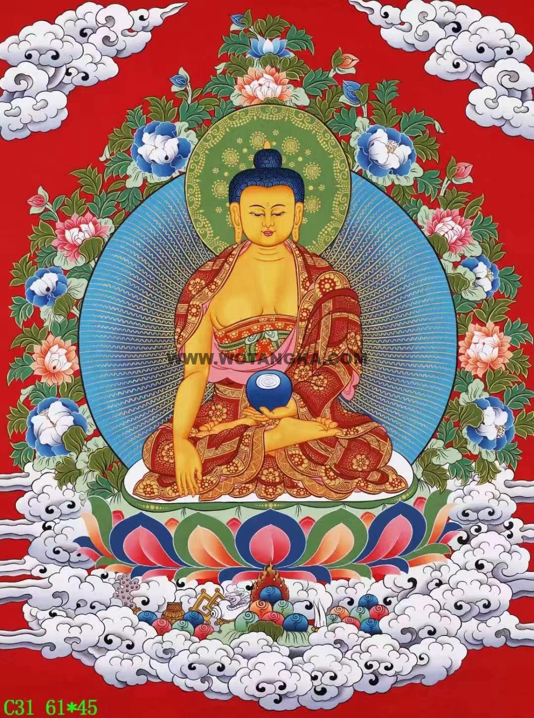 编号138-724340：红金唐卡-释迦牟尼佛（61*45CM左右）