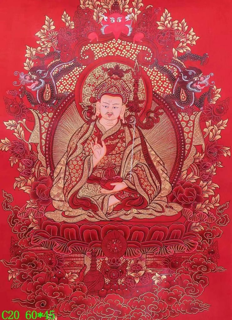 编号138-750484：红金唐卡-莲花生大士（60*43CM左右）
