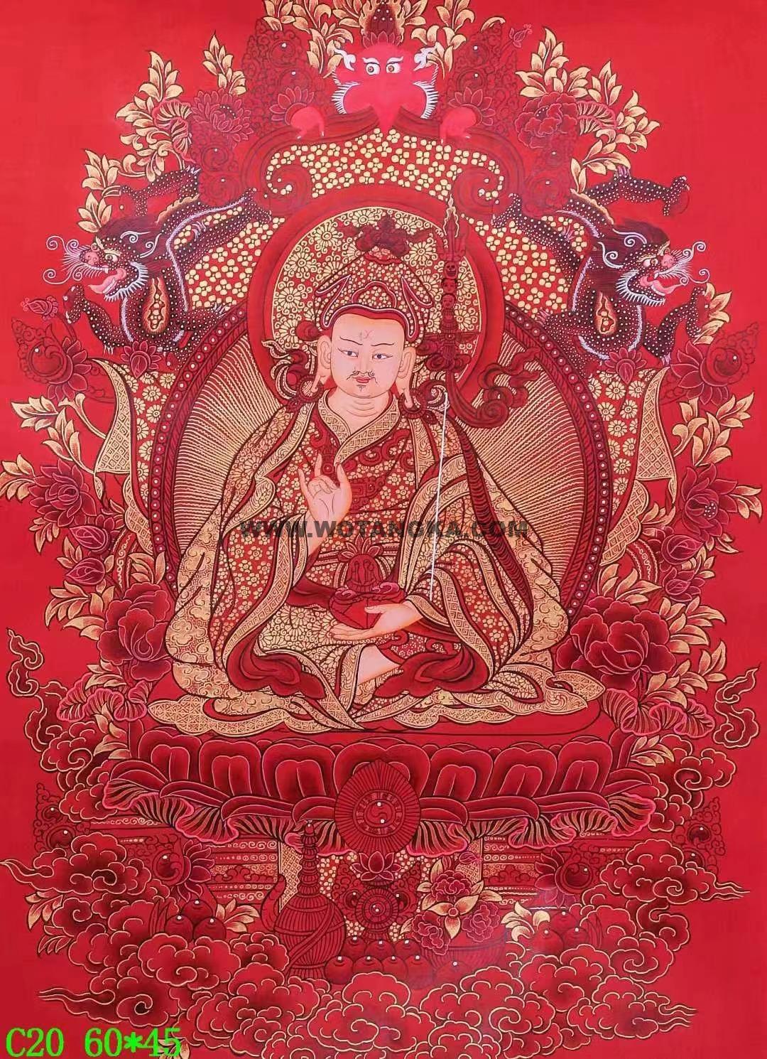编号138-750484：红金唐卡-莲花生大士（60*43CM左右）