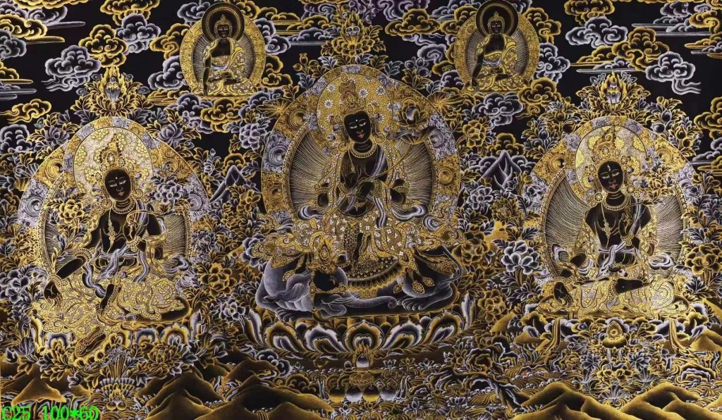 编号138-795176：黑金唐卡-普贤菩萨（60*100CM左右）