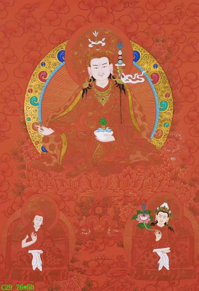 编号138-799693：红金唐卡-莲花生大士（76*50CM左右）