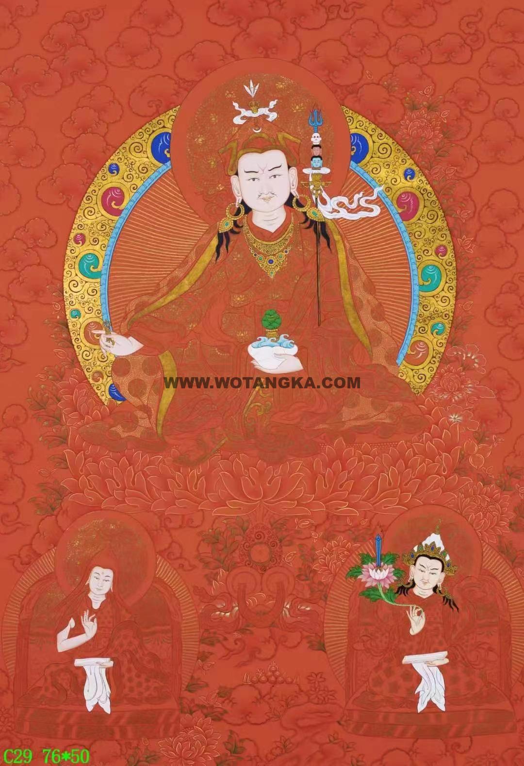 编号138-799693:红金唐卡-莲花生大士(76*50CM左右)