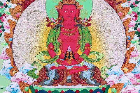 编号138-827944：彩绘唐卡-长寿佛（72*50CM左右）