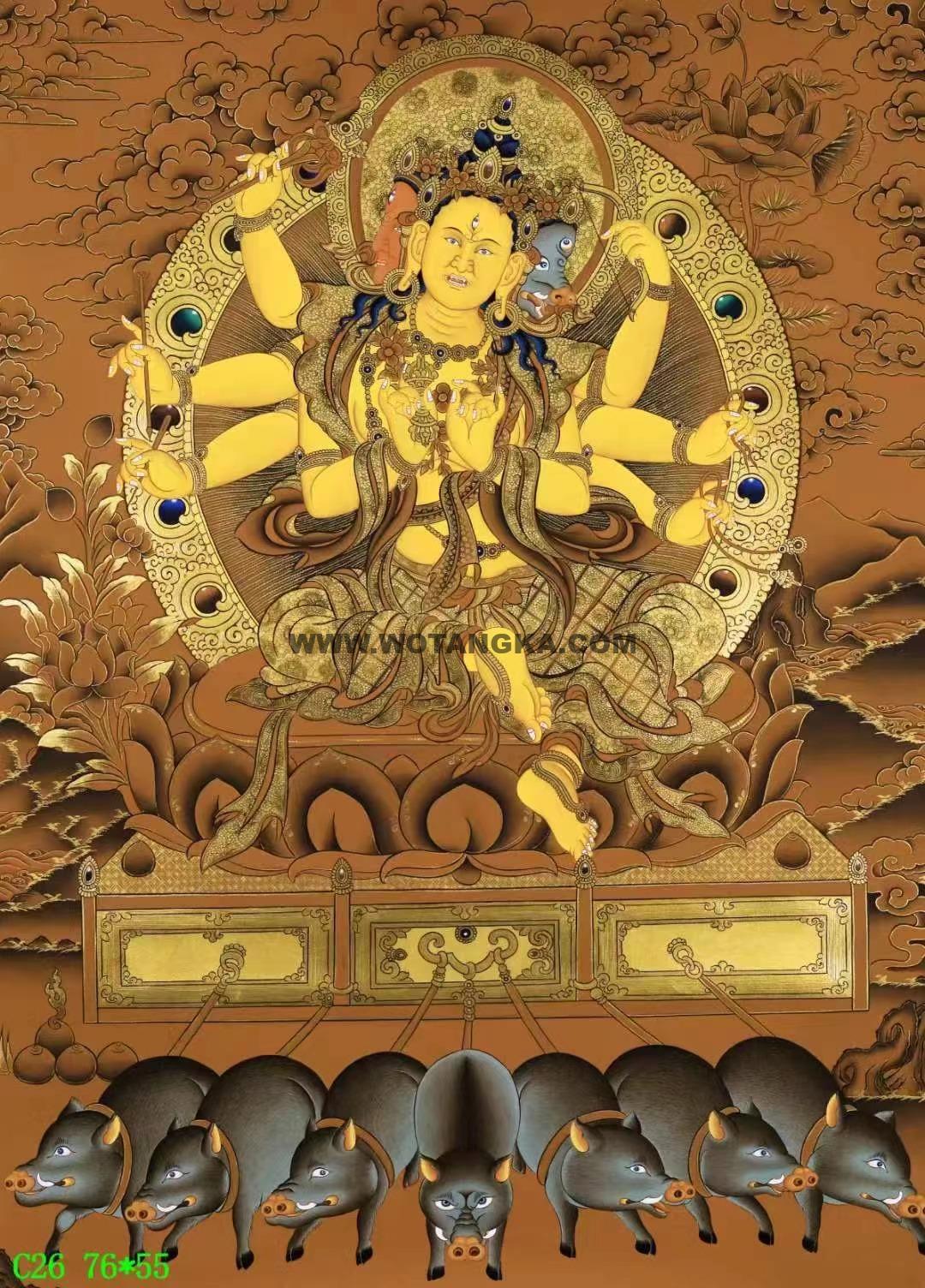 编号138-833681：彩绘唐卡-光明佛母·摩利支天（76*55CM左右）