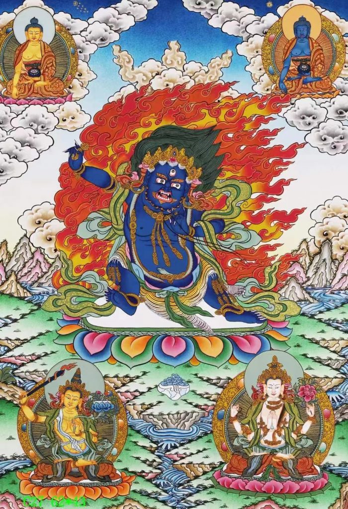 编号138-840583：彩绘唐卡-金刚手菩萨·三怙主（62*43CM左右）