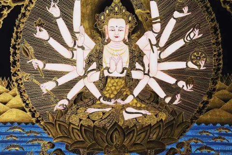 编号138-847425：黑金唐卡-准提佛母（60*45CM左右）