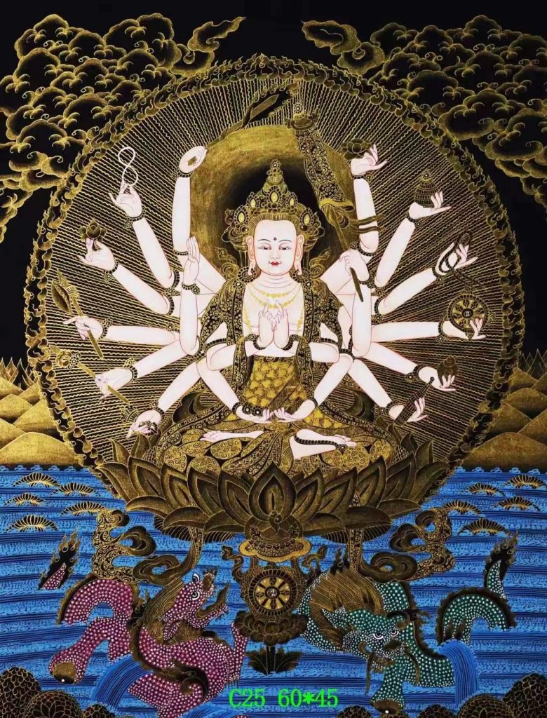 编号138-847425：黑金唐卡-准提佛母（60*45CM左右）