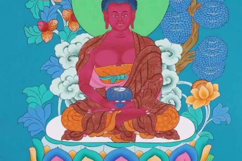 编号138-875851：彩绘唐卡-阿弥陀佛（60*45CM左右）