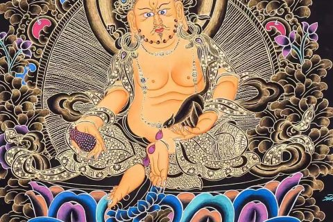 编号138-887003：黑金唐卡-黄财神（61*44CM左右）